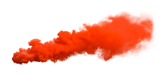 Red smoke cloud transparent PNG, isolated background cutout. Thick color smoke bomb screen effect