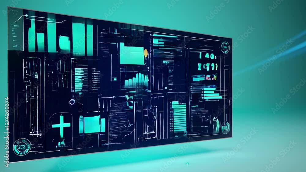 Aufkleber Digital panels display various data visualizations. Charts. And metrics. Suggesting comprehensive data analysis. Financial tracking. Or marketing performance evaluation in a technological environment