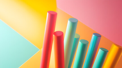 un fondo de colores vivos y vibrantes con plumones o crayones gises de colores concepto de educacion y de arte 