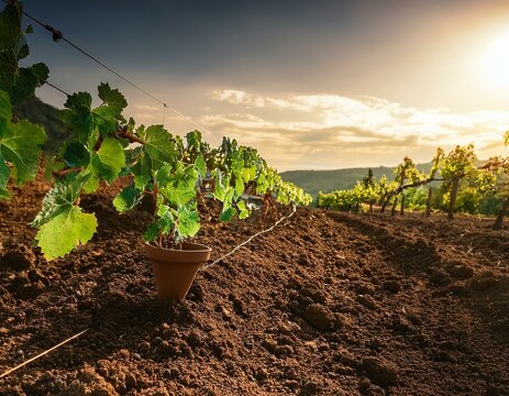 plantaci&oacute;n de uvas en vid