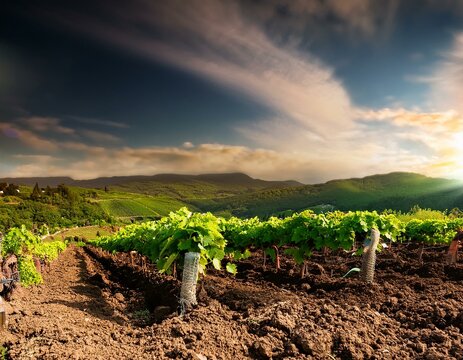 plantaci&oacute;n de uvas en vid