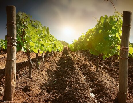 plantaci&oacute;n de uvas en vid