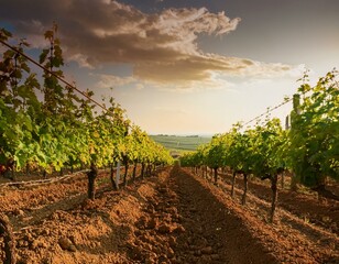 Naklejka premium plantación de uvas en vid