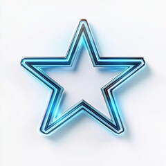 a neon blue glowing star with a futuristic cyberpunk aura, high-tech digital effect, hyper-realistic lighting, isolated on white background
