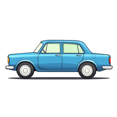 Classic Blue Car Side View Simple Design Nostalgia Trip