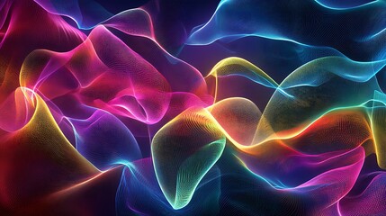 Obraz premium Abstract waves shape glowing in ultraviolet spectrum. Background for banner, backdrop or texture for 3D mapping