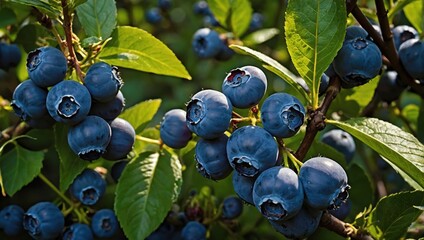 Fototapeta premium Ripe blueberries on a sunny day
