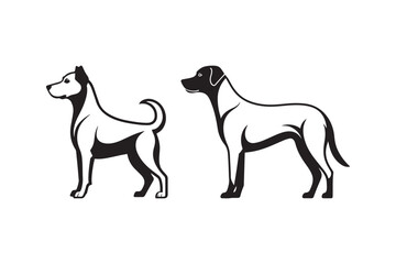 Dog Silhouette and Outline Clipart Set