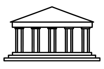 Fototapeta premium Architecture greek building silhouette on white background