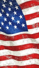 American Flag A Patriotic Symbol of the United States with a Distressed, Vintage Look