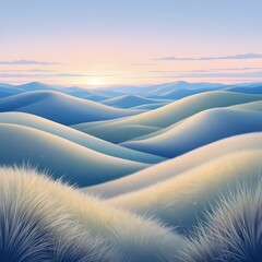 "Soft Rolling Hills at Sunrise"