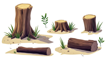 A set of vector illustrations, isolated on a transparent background.