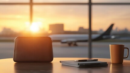 Luxury travel luggage showcase airport lounge photograph soft focus relaxing atmosphere elegance