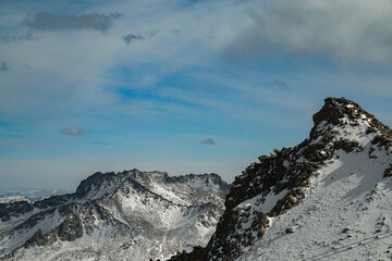Winter hiking adventure in the snowy mountains landscape photography majestic views nature's beauty