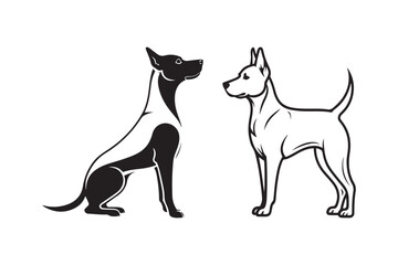 Dog Silhouette and Outline Clipart Set