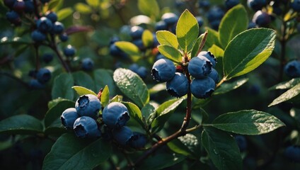 Ripe blueberries on a sunny day