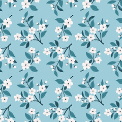 Vector seamless pattern with flowering branches.