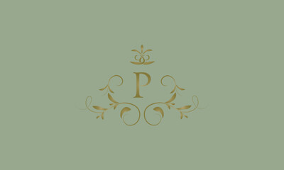 Elegant emblem logo with exquisite letter P. Business monogram emblem icon, symbol. Vector illustration.