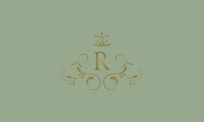 Elegant emblem logo with exquisite letter R. Business monogram emblem icon, symbol. Vector illustration.