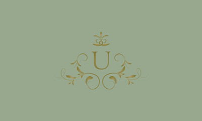 Elegant emblem logo with exquisite letter U. Business monogram emblem icon, symbol. Vector illustration.