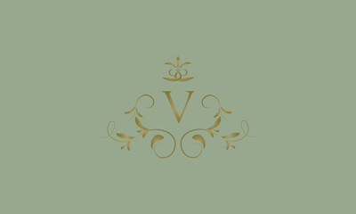 Elegant emblem logo with exquisite letter V. Business monogram emblem icon, symbol. Vector illustration.