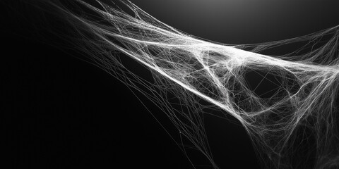Ыpider web close up  on black background