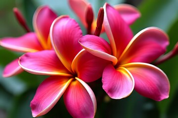 Fototapeta premium Vibrant Pink Plumeria Flowers Close Up