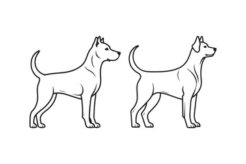 Dog Silhouette and Outline Clipart Set