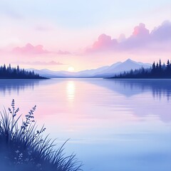 "Serene Sunset Reflection Over a Calm Lake"