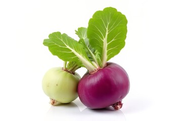 Vibrant Purple and Green Radishes with Fresh Leaves - Healthy Root Vegetables