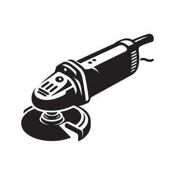 recommend clip art: simple angle grinder vector silhouette style with white background