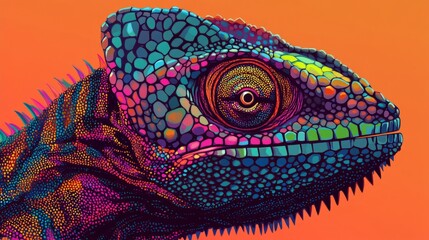 Fototapeta premium Al generated illustration of a colorful chameleon