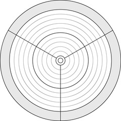 Vector wheel of life balance, range of needs from three sectors in white and grey colors. Round diagram for daily planner, journal, notebook 