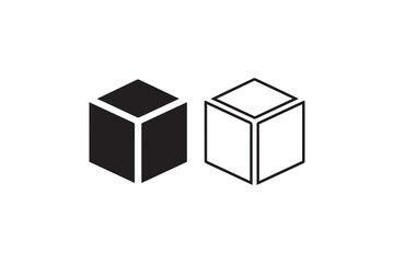 3d cube icon vector silhouette isolated in white background