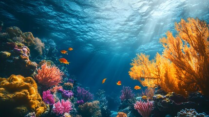 Naklejka premium Vibrant Underwater Coral Reef