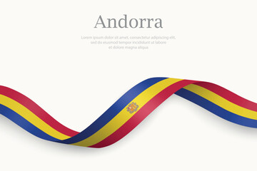Andorra flag on Waving ribbon