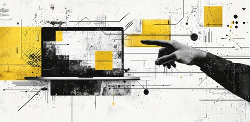 Abstract concept of technology with digital art and geometric shapes