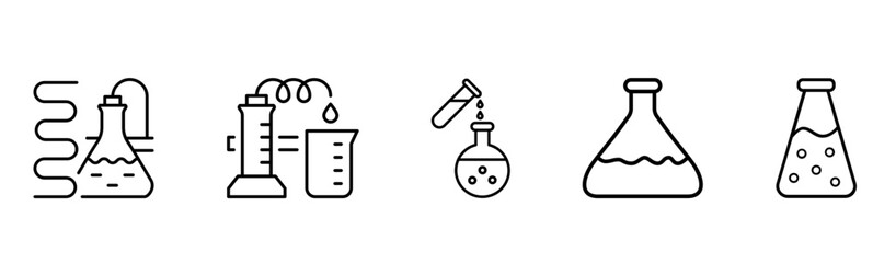 laboratory equipment icons Set.