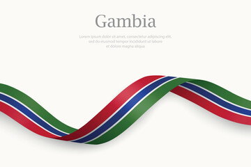 Gambia flag on Waving ribbon