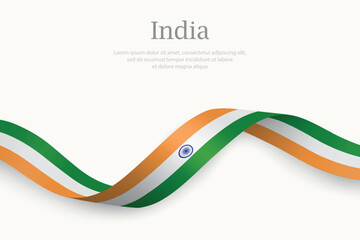India flag on Waving ribbon