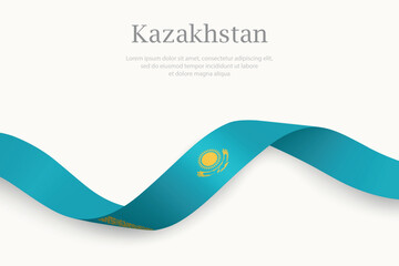Kazakhstan flag on Waving ribbon