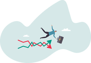 Fototapeta premium Financial investment volatility, uncertainty or change in business and stock market due to Coronavirus crisis.business concept.flat character.