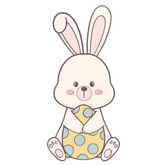 Adorable Rabbit with Polka Dot Egg – Cute Bunny Illustration