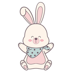 Sweet Bunny with scarf – Cute Springtime Rabbit Clipart