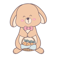 Happy Bunny Holding Easter Basket – Cute Spring Rabbit Art