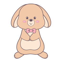 Obraz premium Sweet Bunny with Bow Tie – Adorable Cartoon Rabbit Drawing