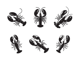 simple Lobster set vector silhouette style with white background