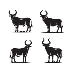 simple ox set vector style with white background