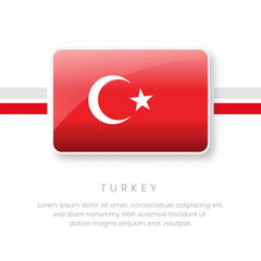 National Turkey Flag.Vector Turkey Button Flag. Realistic National Flag Design and Vector Template.