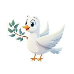 Fototapeta premium Cheerful Dove Holding Olive Branch Symbolizing Peace and Hope
